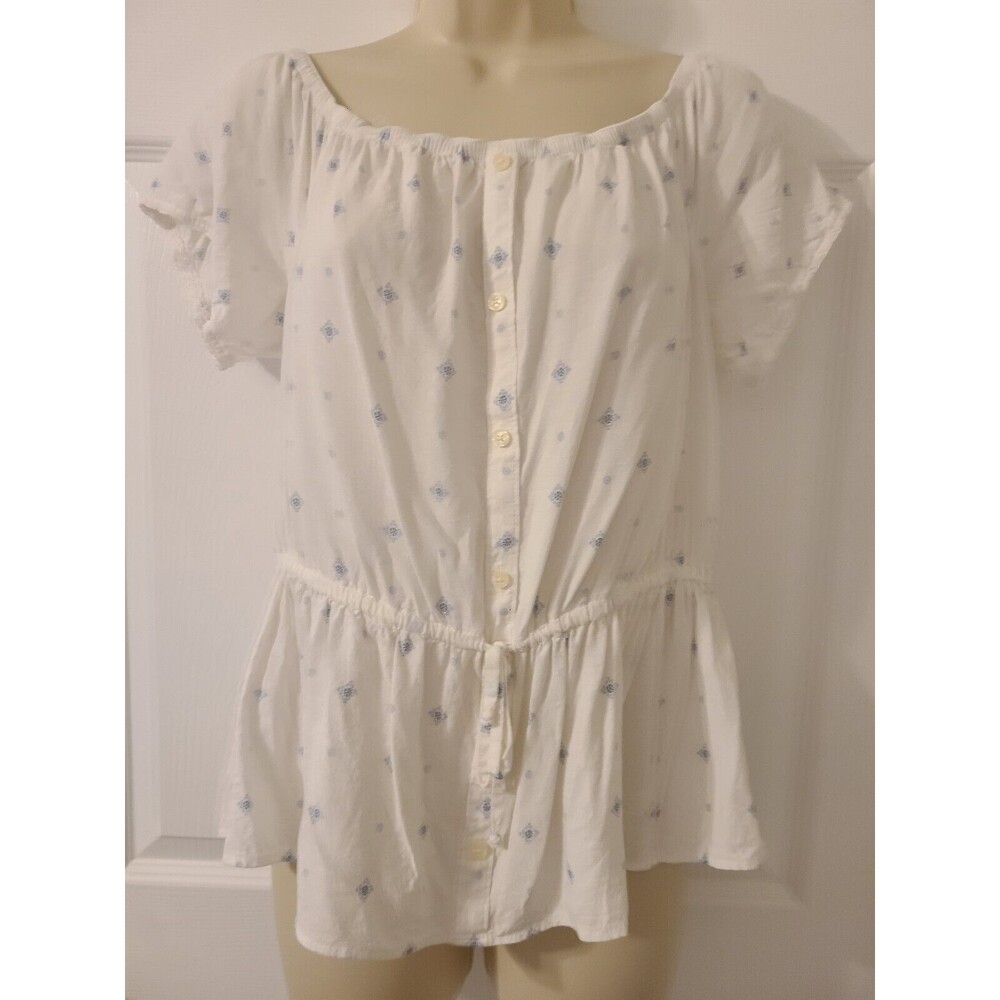 Women's Peasant Top - White- Off/On Shouldet- Abercrombie And Fitch- Large - Picture 1 of 4